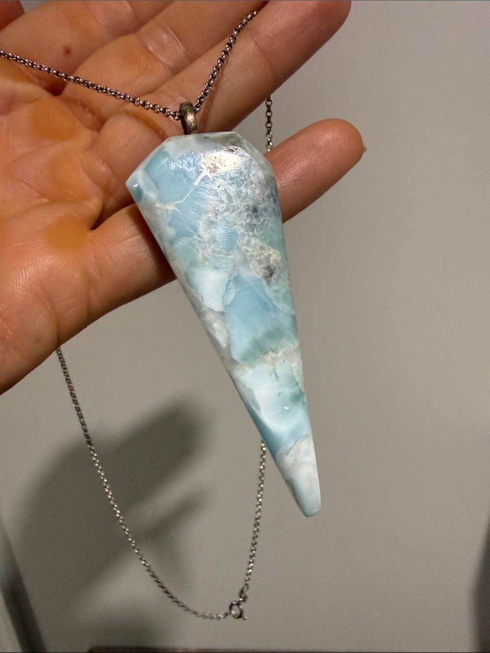Larimar pendant necklace on sterling silver chain
